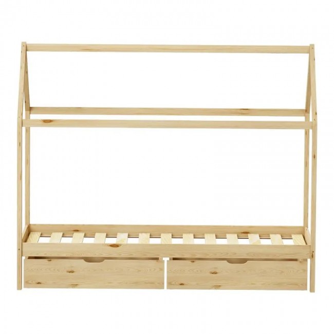 Παιδικό κρεβάτι Mellin τ.Montessori με 2 συρτάρια pakoworld ξύλο πεύκου σε φυσική απόχρωση 90x190εκ