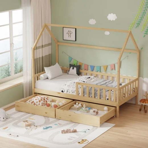 Παιδικό κρεβάτι Piccolo τ. Montessori με 2 συρτάρια pakoworld ξύλο πεύκου σε φυσική απόχρωση 90x190εκ Παιδικό κρεβάτι Piccolo τ. Montessori με 2 συρτάρια pakoworld ξύλο πεύκου σε φυσική απόχρωση 90x190εκ