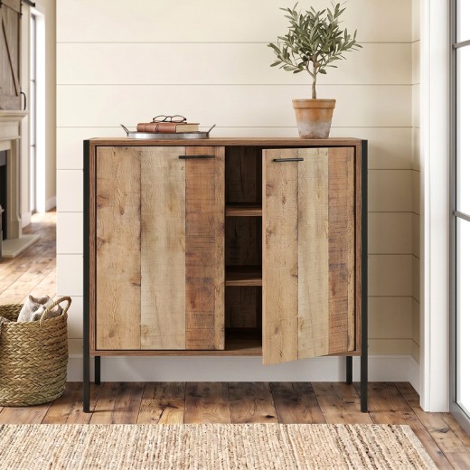 Ντουλάπι - Παπουτσοθήκη Pallet-W MDF χρώμα antique oak 80x40x80εκ.
