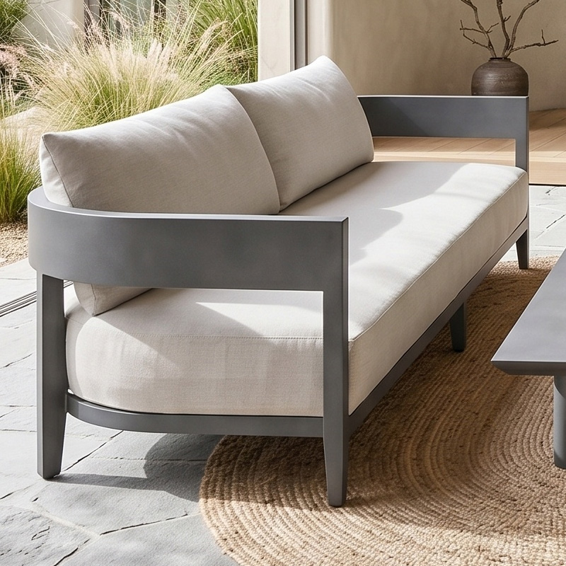 PALMER Set (4pcs) Alu Anthracite/Cushions Beige