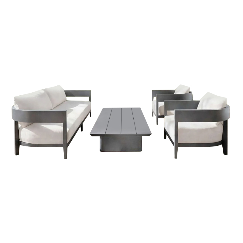 PALMER Set (4pcs) Alu Anthracite/Cushions Beige