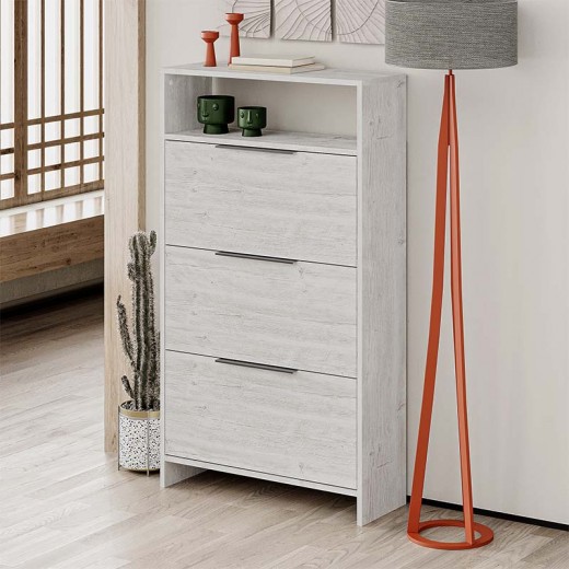 Παπουτσοθήκη Kaju Megapap χρώμα λευκό αντικέ 78x28x139εκ.