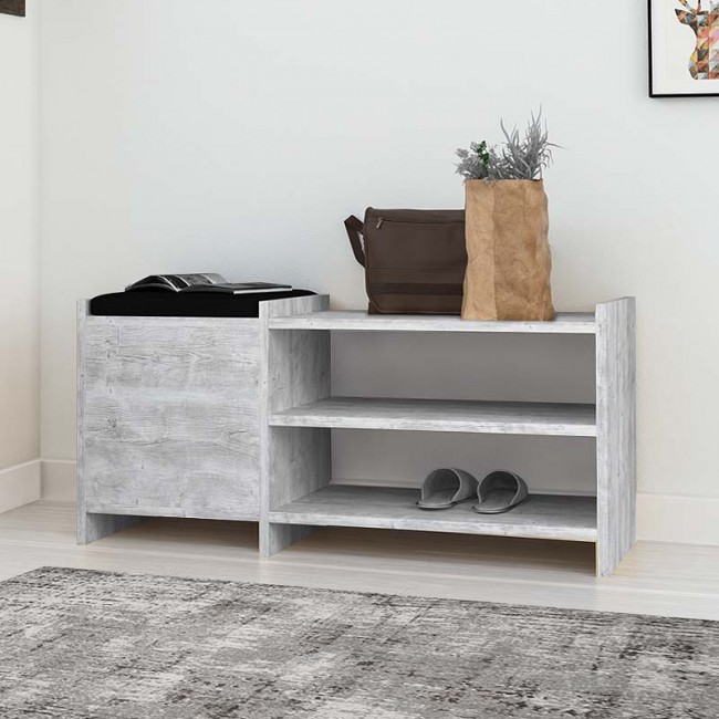 Παπουτσοθήκη Sunno Megapap χρώμα λευκό αντικέ 100x35x44εκ.