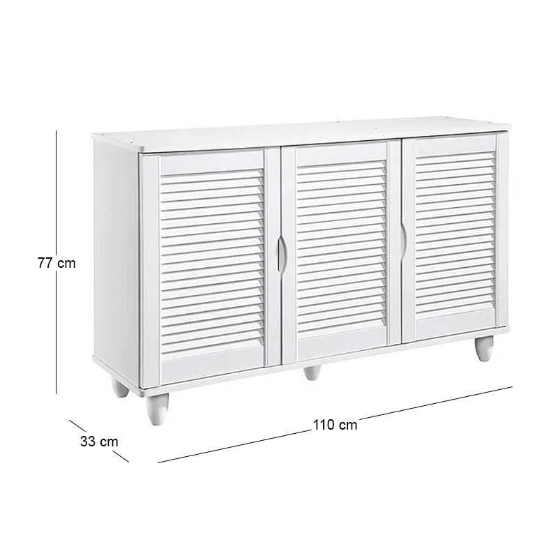 Παπουτσοθήκη 3 Πόρτες Απόχρωση Άσπρο 110x33x77cm
