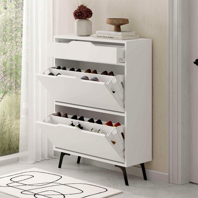 Asta Megapap melamine shoe cabinet in white color 81.6x29.5x110cm.