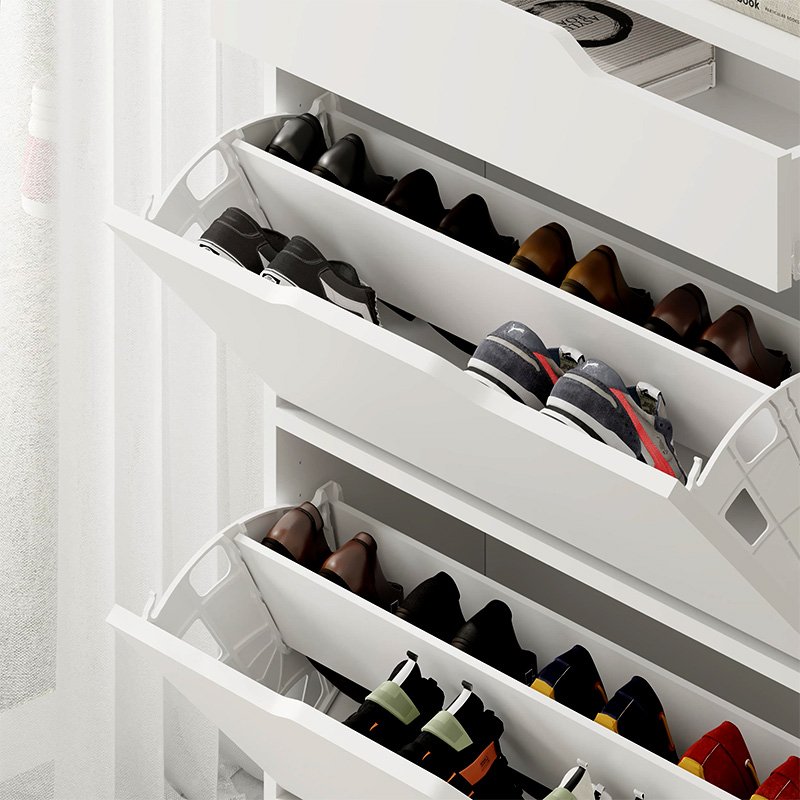 Asta Megapap melamine shoe cabinet in white color 81.6x29.5x110cm.