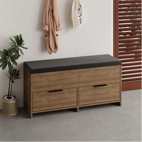 Cove Megapap melamine shoe bench in light brown color 106x34x51.5cm.