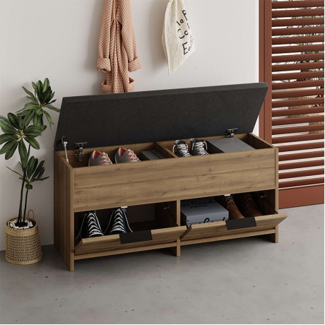 Cove Megapap melamine shoe bench in light brown color 106x34x51.5cm.