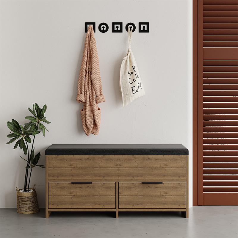 Cove Megapap melamine shoe bench in light brown color 106x34x51.5cm.