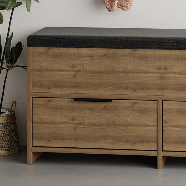 Cove Megapap melamine shoe bench in light brown color 106x34x51.5cm.