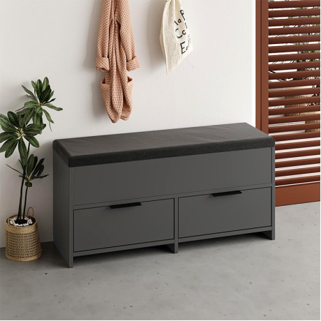 Cove Megapap melamine shoe bench in anthracite color 106x34x51.5cm.