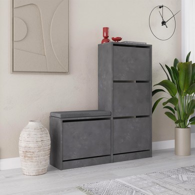 Dude Megapap melamine bench - shoe rack in retro grey color 104,8x26x118,5cm.