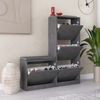 Παπουτσοθήκη Dude Megapap χρώμα γκρι ρετρό104,8x26x118,5εκ. Παπουτσοθήκη Dude Megapap χρώμα γκρι ρετρό104,8x26x118,5εκ.