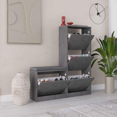 Dude Megapap melamine bench - shoe rack in retro grey color 104,8x26x118,5cm.