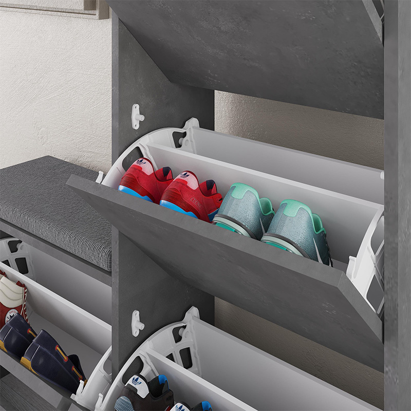 Dude Megapap melamine bench - shoe rack in retro grey color 104,8x26x118,5cm.