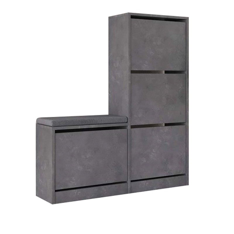 Dude Megapap melamine bench - shoe rack in retro grey color 104,8x26x118,5cm.