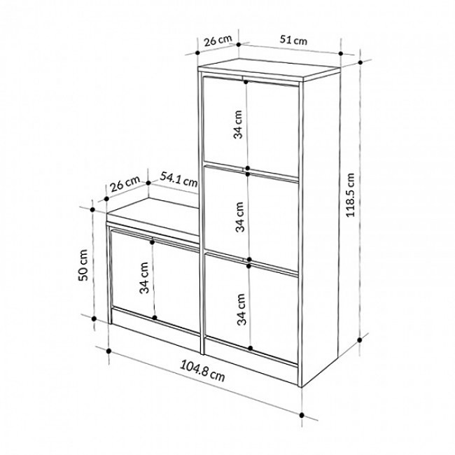 Παπουτσοθήκη Dude Megapap χρώμα γκρι ρετρό104,8x26x118,5εκ.