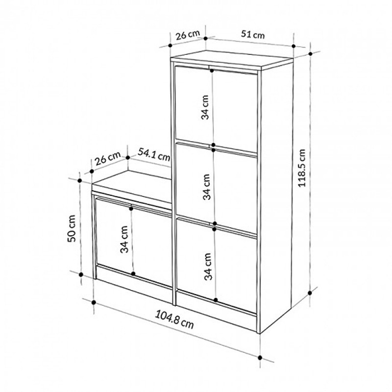 Dude Megapap melamine bench - shoe rack in retro grey color 104,8x26x118,5cm.