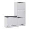 Dude Megapap melamine bench - shoe rack in white color 104,8x26x118,5cm.
