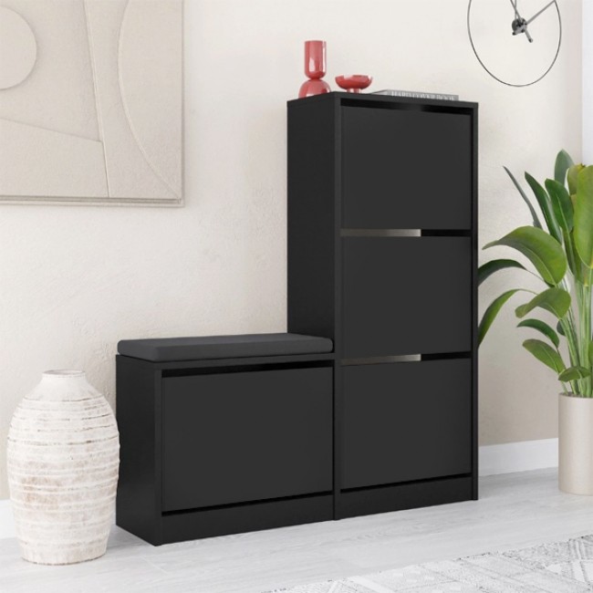 Παπουτσοθήκη Dude Megapap χρώμα μαύρο 104,8x26x118,5εκ.