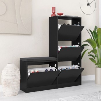 Παπουτσοθήκη Dude Megapap χρώμα μαύρο 104,8x26x118,5εκ. Παπουτσοθήκη Dude Megapap χρώμα μαύρο 104,8x26x118,5εκ.