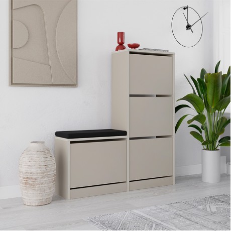 Dude Megapap melamine bench - shoe rack in sandstone color 104,8x26x118,5cm.