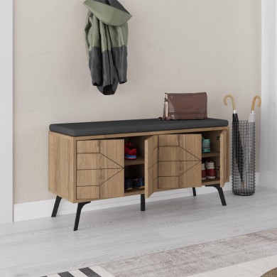 Dune Megapap melamine shoe bench in light brown color 107x35x55cm.