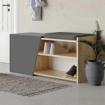 Παπουτσοθήκη Fiona Megapap χρώμα ανθρακί - φυσικό οξιάς 104x37x47εκ.