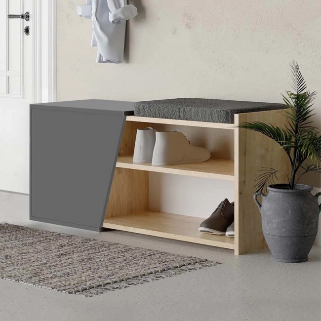 Παπουτσοθήκη Fiona Megapap χρώμα ανθρακί - φυσικό οξιάς 104x37x47εκ.