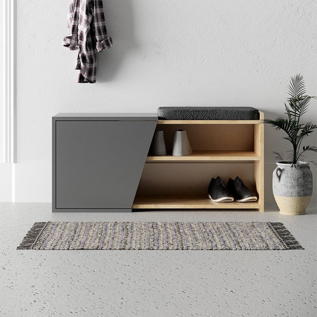 Παπουτσοθήκη Fiona Megapap χρώμα ανθρακί - φυσικό οξιάς 104x37x47εκ.