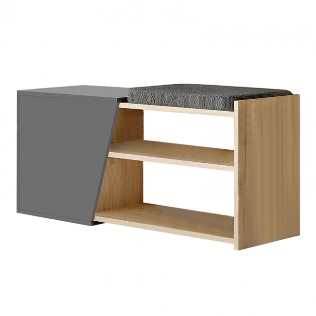 Παπουτσοθήκη Fiona Megapap χρώμα ανθρακί - φυσικό οξιάς 104x37x47εκ.