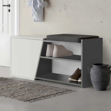 Fiona Megapap melamine bench - shoe rack in white-anthracite color 104x37x47cm.