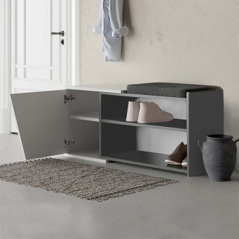 Παπουτσοθήκη Fiona Megapap χρώμα λευκό - ανθρακί 104x37x47εκ.