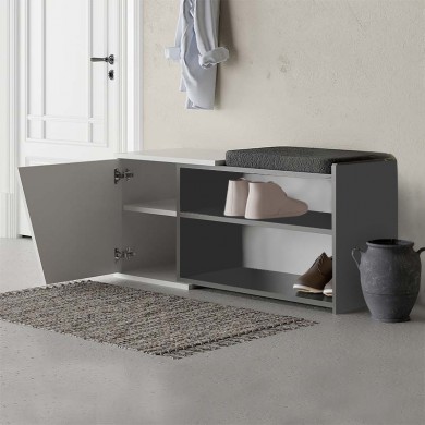 Fiona Megapap melamine bench - shoe rack in white-anthracite color 104x37x47cm.