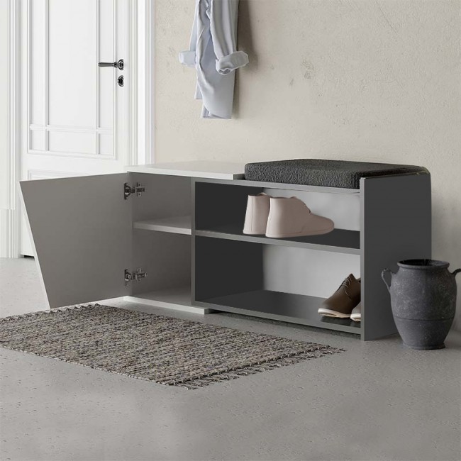 Παπουτσοθήκη Fiona Megapap χρώμα λευκό - ανθρακί 104x37x47εκ.