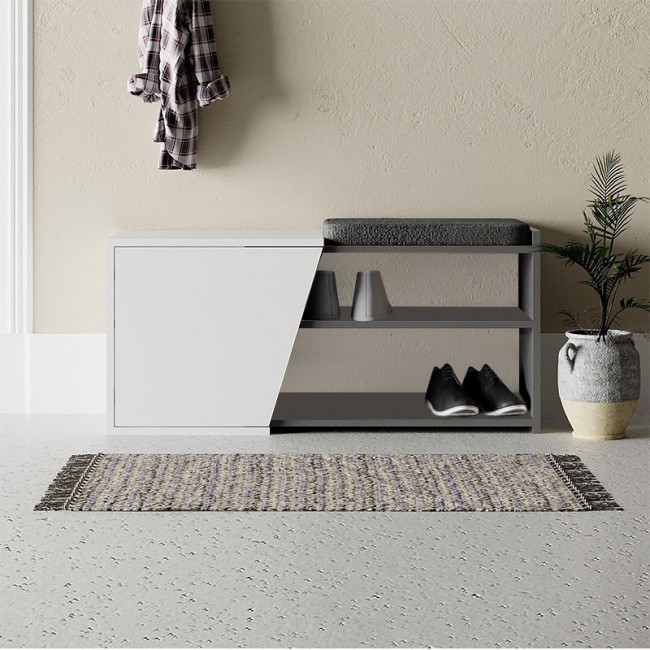 Παπουτσοθήκη Fiona Megapap χρώμα λευκό - ανθρακί 104x37x47εκ.