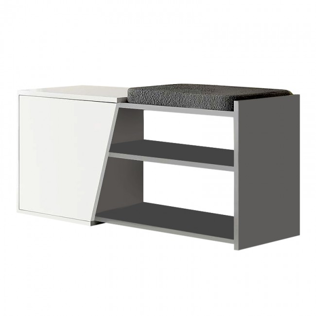 Παπουτσοθήκη Fiona Megapap χρώμα λευκό - ανθρακί 104x37x47εκ.