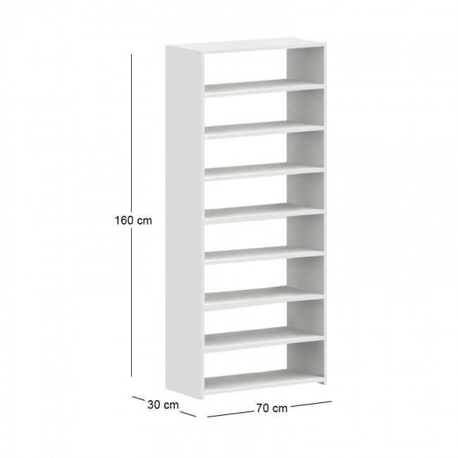 Goya Megapap melamine shoe rack in white color 70x30x160cm