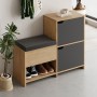 Haven Megapap melamine shoe bench in sapphire oak - anthracite color 101x35x80.4cm.