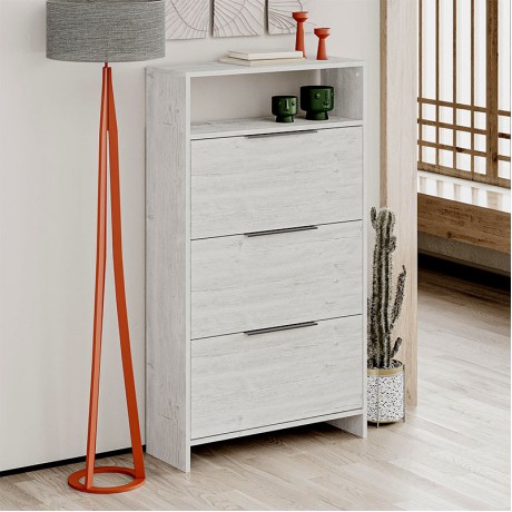 Kaju Megapap melamine shoe rack in ancient white color 78x28x139cm.