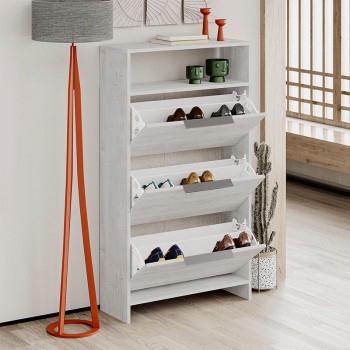 Παπουτσοθήκη Kaju Megapap χρώμα λευκό αντικέ 78x28x139εκ.