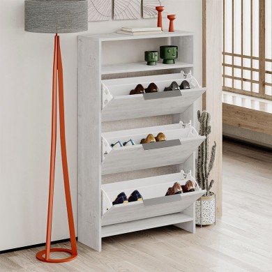 Kaju Megapap melamine shoe rack in ancient white color 78x28x139cm.