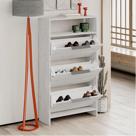 Kaju Megapap melamine shoe rack in ancient white color 78x28x139cm.