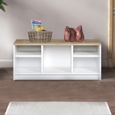 London Megapap melamine shoe cabinet in white - sapphire oak color 100x35x40cm.