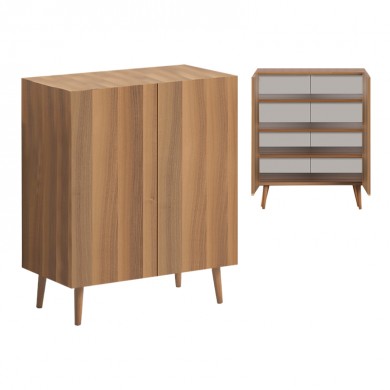 Luce Megapap melamine shoe rack of 12 pairs in walnut color 70x35x85cm.