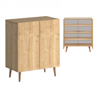 Luce Megapap melamine shoe rack of 12 pairs in oak color 70x35x85cm.