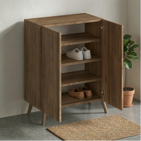 Luce Megapap melamine shoe cabinet in walnut color 70x35x85cm