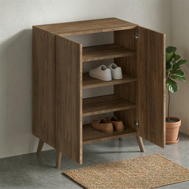 Luce Megapap melamine shoe cabinet in walnut color 70x35x85cm