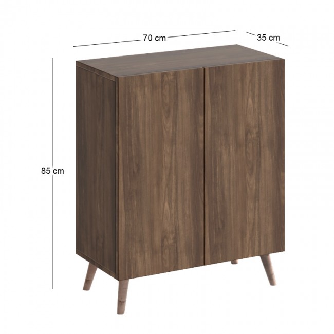 Luce Megapap melamine shoe cabinet in walnut color 70x35x85cm
