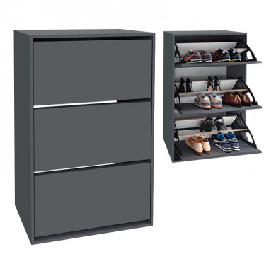 Nave Megapap melamine shoe rack of 18 pairs in anthracite color 73,6x24x110cm.